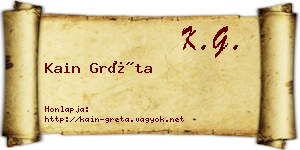 Kain Gréta névjegykártya